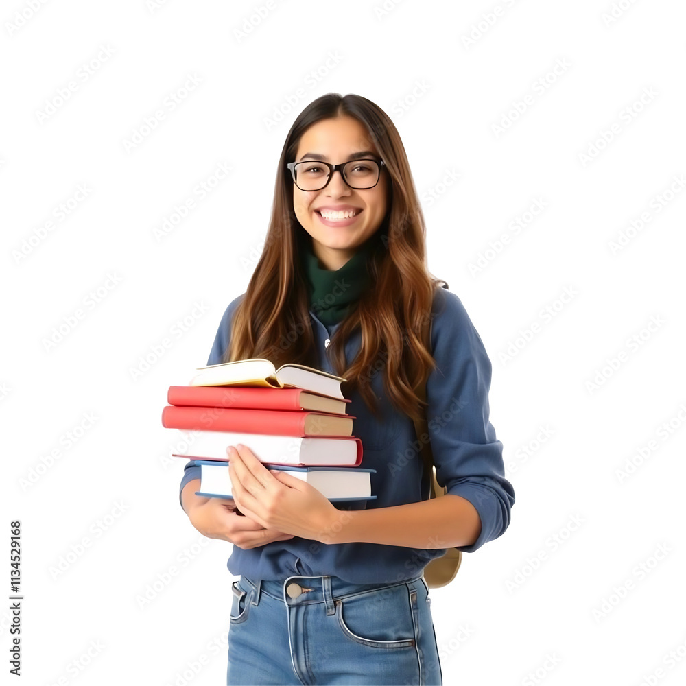 Smiling student holding books. Smiling student holding books.