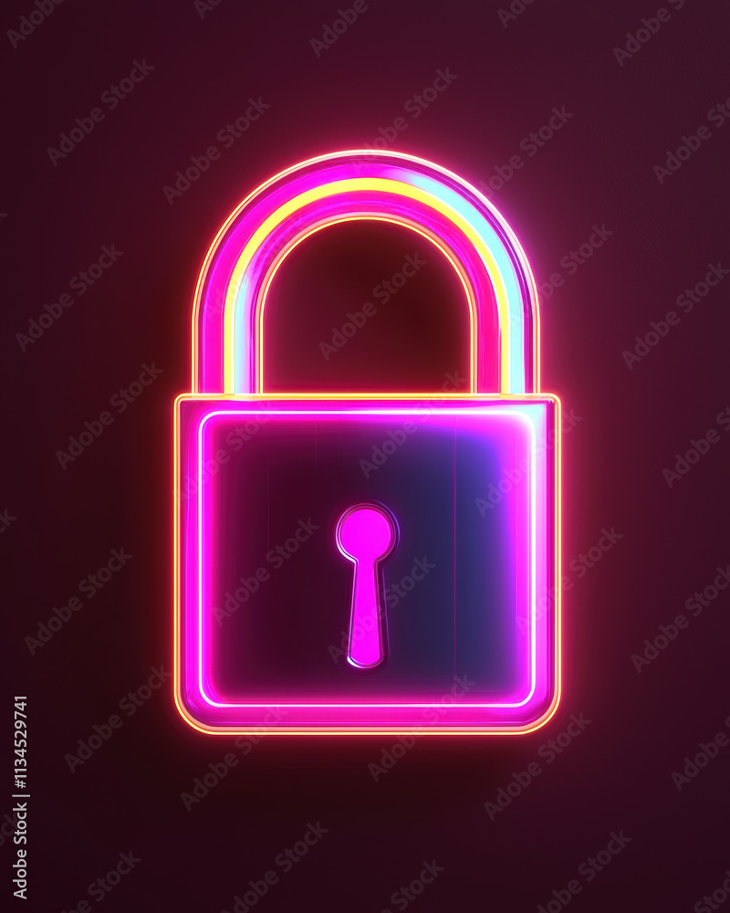 A vibrant neon lock symbol represented in pink hues against a dark background, illustrating security and protection. A vibrant neon lock symbol represented in pink hues against a dark background, illustrating security and protection.