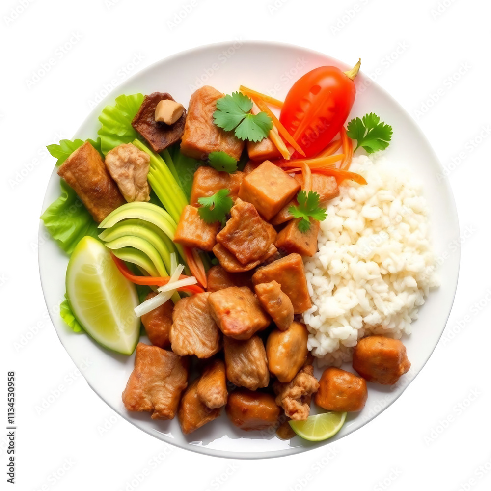 Delicious teriyaki chicken with rice and vegetables. Delicious teriyaki chicken with rice and vegetables.