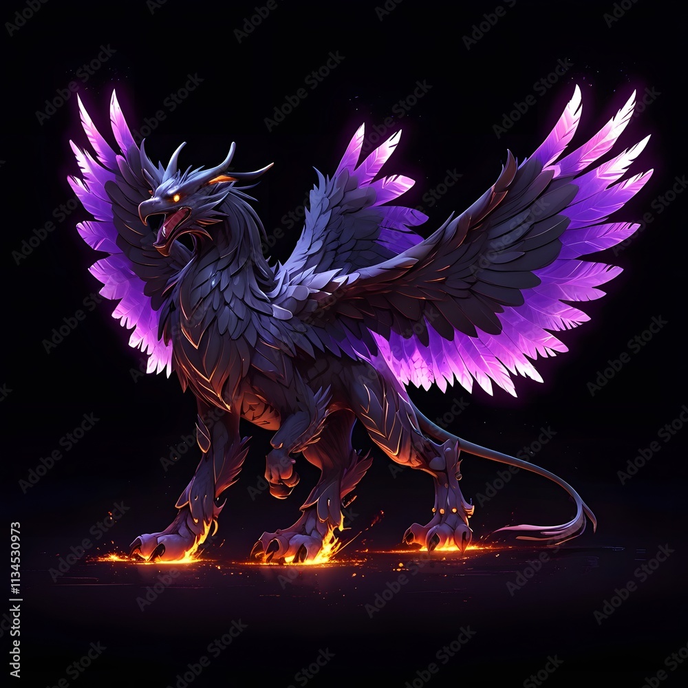 Fototapeta premium Epic battle of a mythical phoenix in a dark fantasy realm digital art surreal environment dynamic perspective
