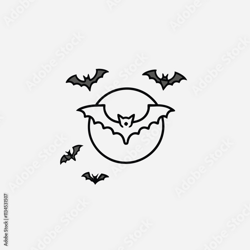 Halloween bats silhouettes for horror night holiday, cartoon vector icons