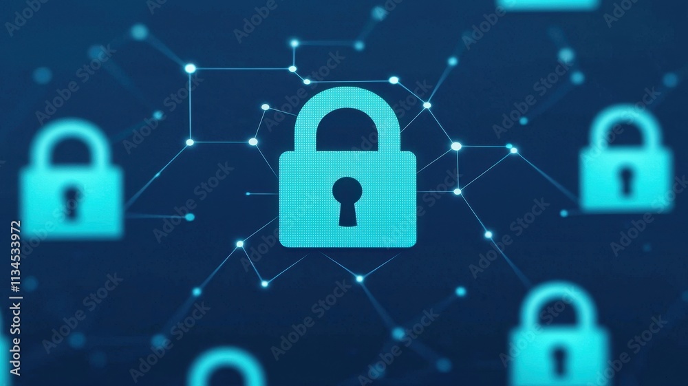 Cyber Security Digital Padlock Network Online Protection Concept Cyber Security Digital Padlock Network Online Protection Concept