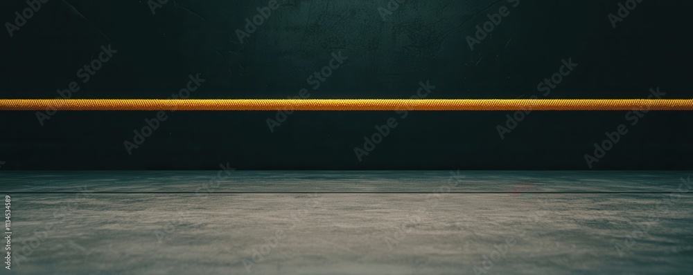 Golden Boxing Ring Rope Dark Gym Interior Sport Background Golden Boxing Ring Rope Dark Gym Interior Sport Background