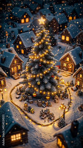 クリスマスの夜(縦) Christmas Night  Generative AI