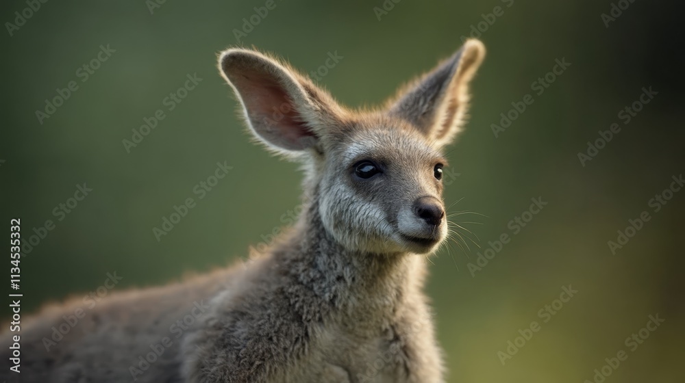 A kangaroo standing on top of a lush green field A kangaroo standing on top of a lush green field