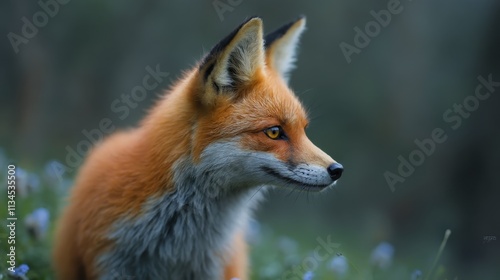 Wallpaper Mural A red fox sitting in a field of blue flowers Torontodigital.ca