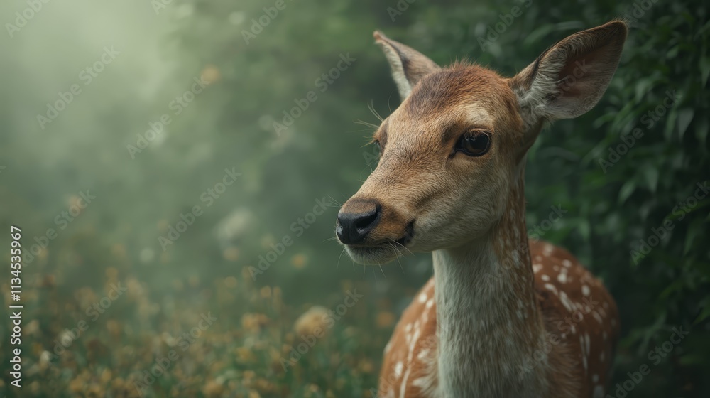 A close up of a deer standing in a field of grass A close up of a deer standing in a field of grass