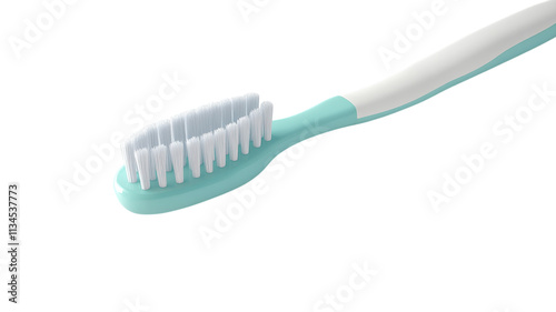 A close-up view of a mint green toothbrush with soft bristles, ideal for daily dental care and oral hygiene practices.