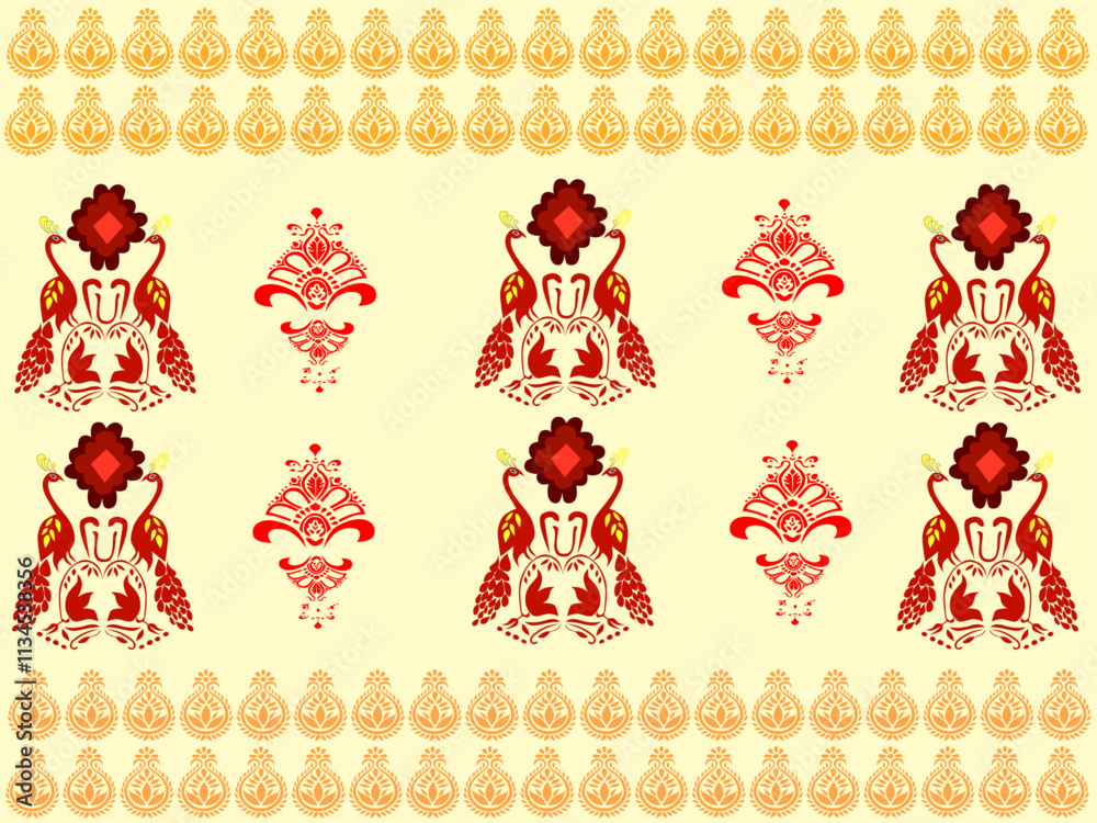 tribal pattern ( Assamese pattern ) of northeast India which is used ...