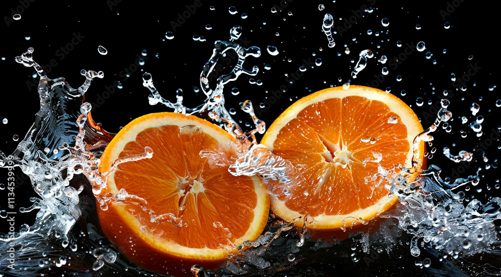 orange and water splash orange and water splash