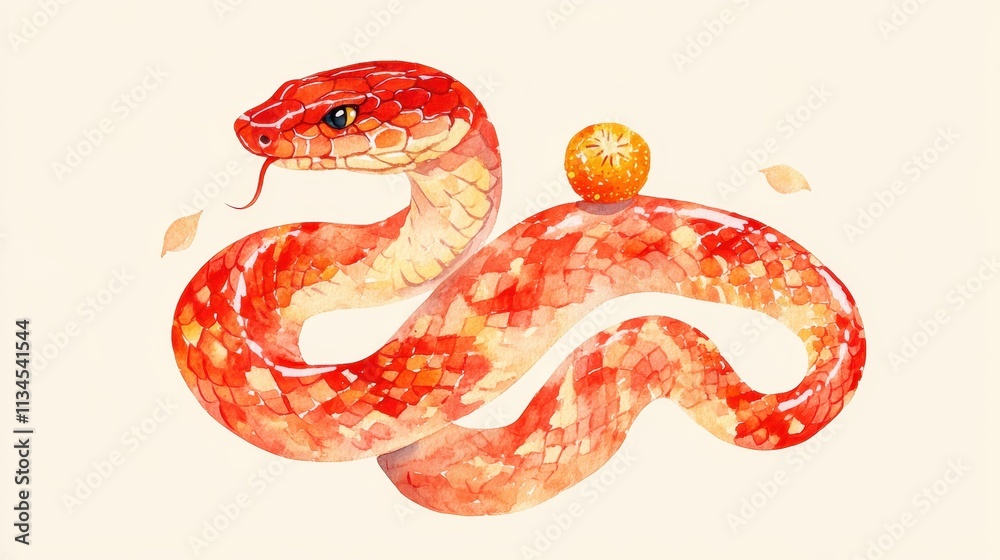 Obraz premium Happy Chinese New Year 2025,Year of the snake zodiac sign,Snake illustration and design,Asian elements gold paper cut style,Lunar new year concept,New Year card 2025.