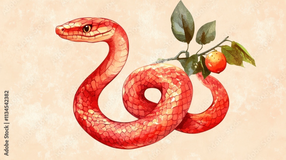 Fototapeta premium Happy Chinese New Year 2025,Year of the snake zodiac sign,Snake illustration and design,Asian elements gold paper cut style,Lunar new year concept,New Year card 2025.