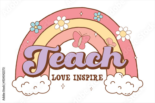Teacher T shirt Design, Retro Teacher Flower Sublimation