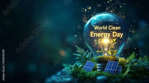 Renewable energy innovation lightbulb display.