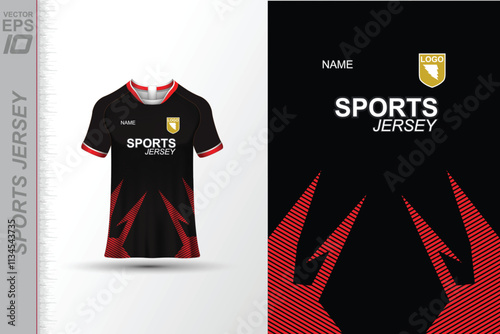 Modern ready-to-print jersey design with dynamic lines and vibrant colors. Perfect for football, basketball, cycling, or sportswear. High-quality, customizable vector file for instant printing.