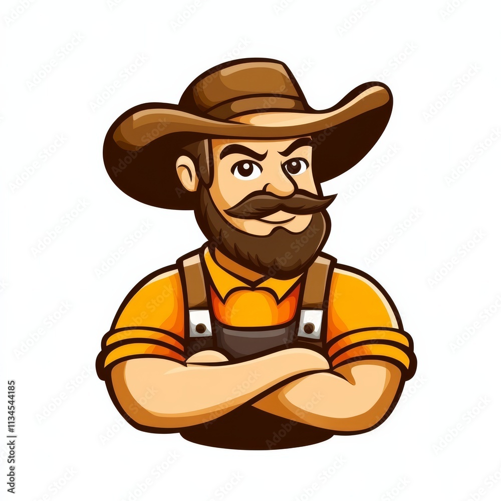 Confident Farmer Mascot Cartoon Illustration Confident Farmer Mascot Cartoon Illustration