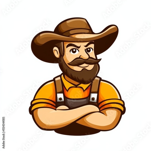 Confident Farmer Mascot Cartoon Illustration 