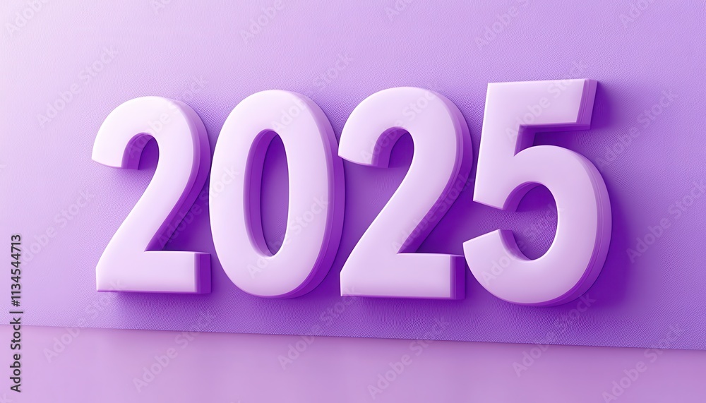 Purple Number Two Thousand Twenty Five on Wall Purple Number Two Thousand Twenty Five on Wall
