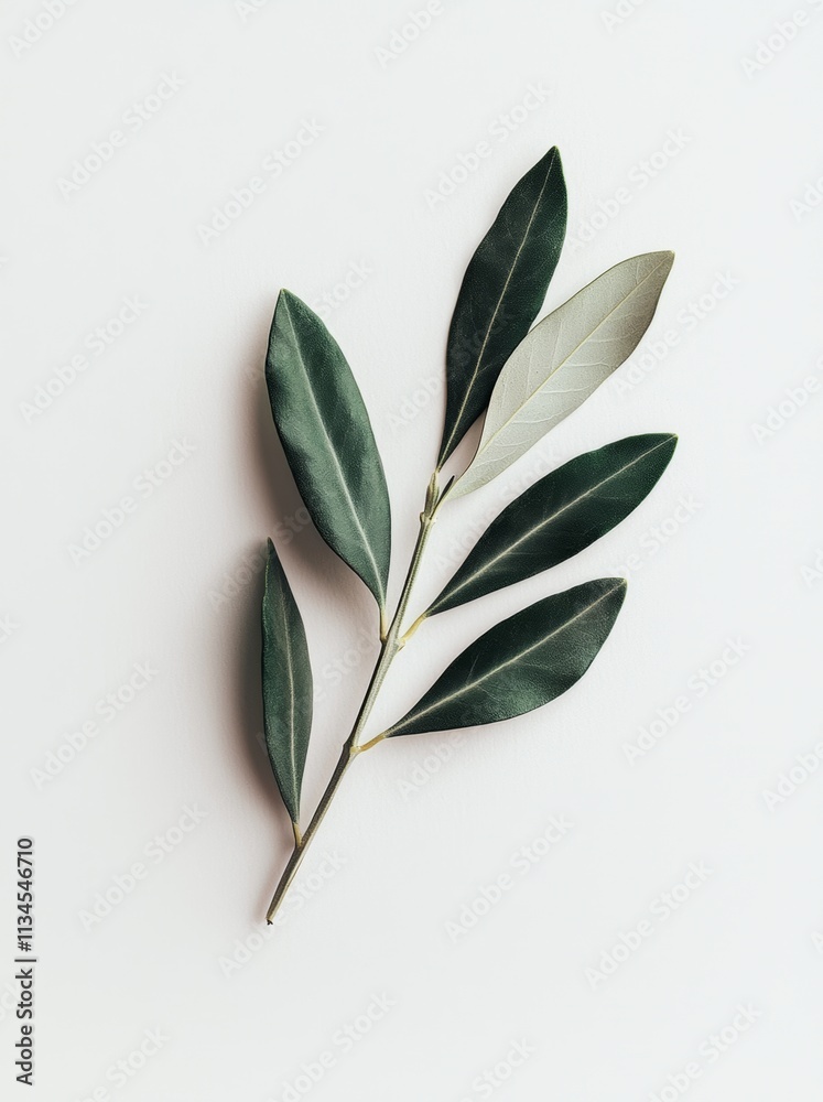 Obraz premium Elegant Green Leaves on White Background