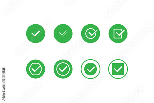 Green check mark vector set tick signs and Tick mark icon set collection