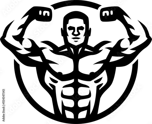 Bodybuilder logo. Double biceps.