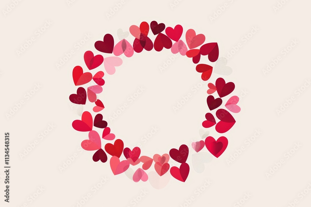 Heart-shaped floral wreath in red and pink tones Heart-shaped floral wreath in red and pink tones