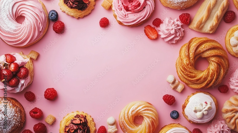 Fototapeta premium National Pastry Day Background Concept. Copy Space