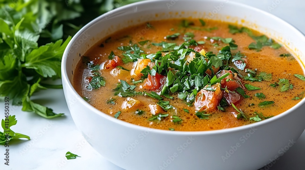 Savory Tom Yum Goong Soup with Shrimp and Fresh Herbs Savory Tom Yum Goong Soup with Shrimp and Fresh Herbs