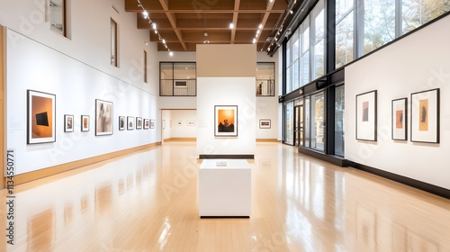 Exhibit hall featuring writings and photographs of Langston Hughes, showcasing his cultural impact photo