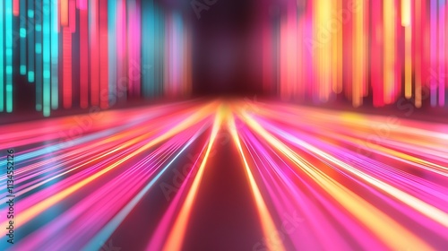 Vibrant light trails create a dynamic, colorful abstract background effect.