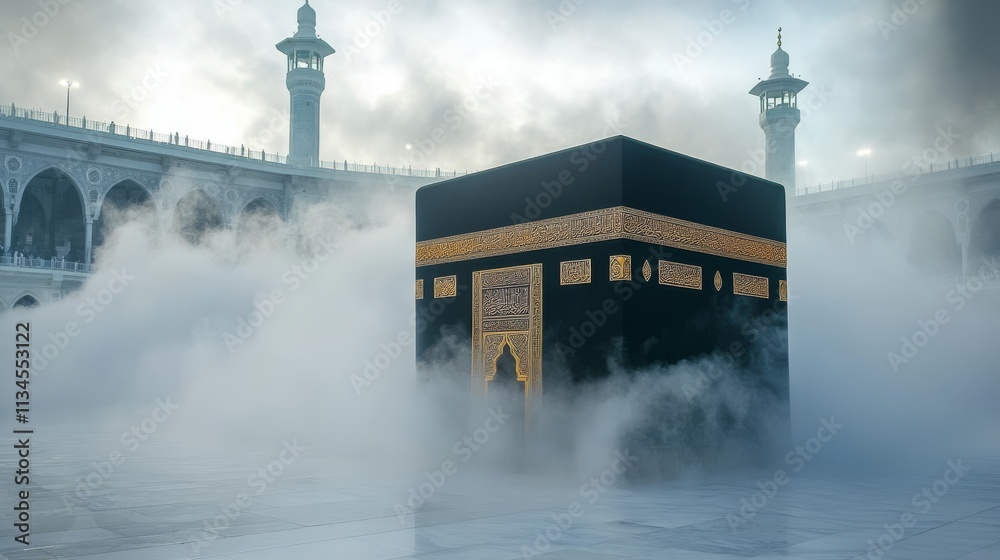 Fototapeta premium The Holy Kaaba, the Most Sacred Site for Muslims, in Mecca, Saudi Arabia
