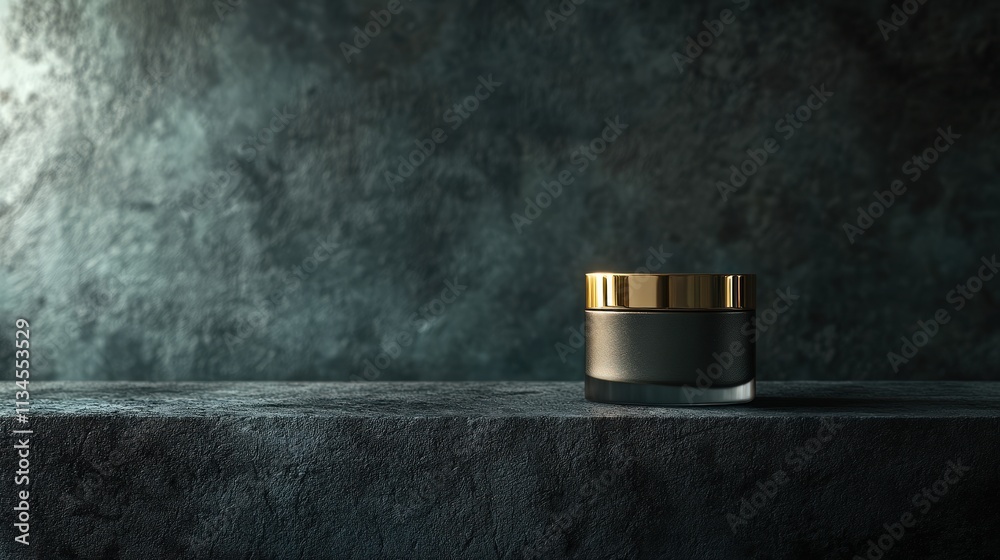 Elegant Black Cosmetic Jar On Dark Surface Elegant Black Cosmetic Jar On Dark Surface