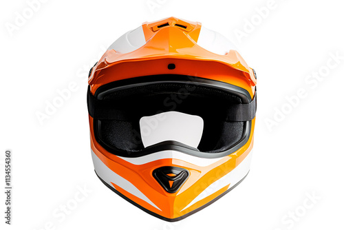 a helmet with a white and orange stripe photo