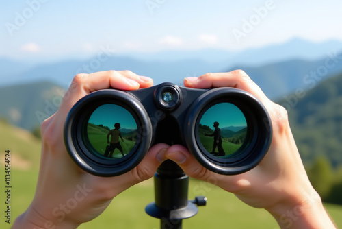 binoculars offer clearer view high spots outdoors like hills mountains excellent visibility unobstructed landscape