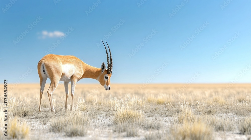 A serene scene of a saiga antelope with its unique A serene scene of a saiga antelope with its unique