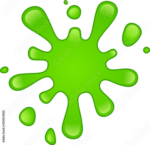 Vibrant green paint splatters energetically against a pristine white backdrop, forming a dynamic and visually striking composition that captures attention with its lively color and texture