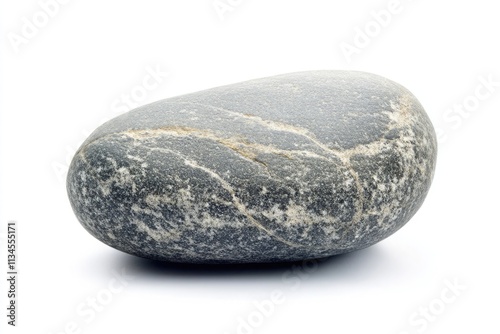 one gray rounded uneven stone without corners on white background, clip art