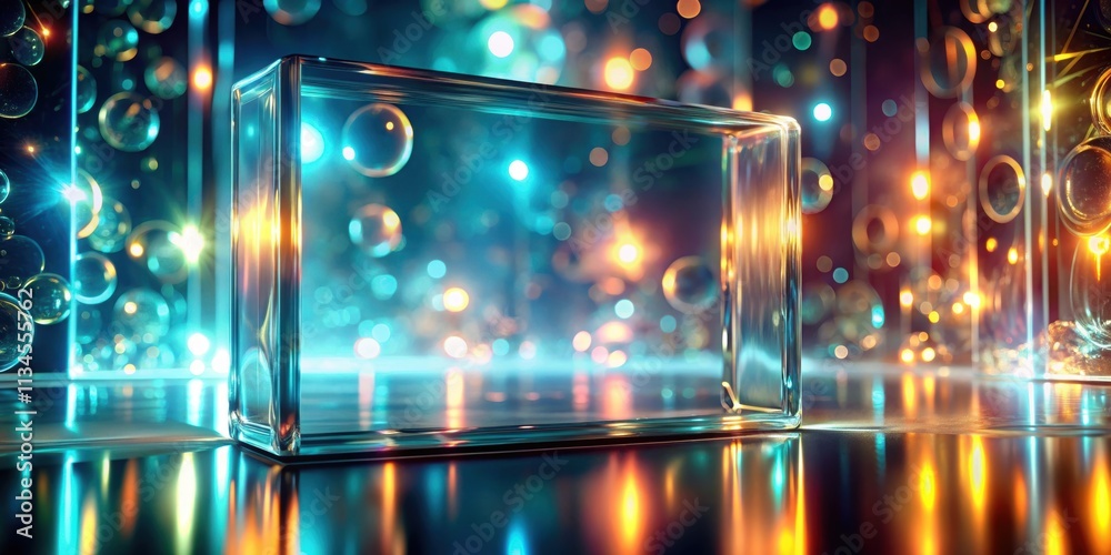 Obraz premium Abstract glass background with glowing effect, abstract, background,glass, glow, wallpaper, rendering, digital, design