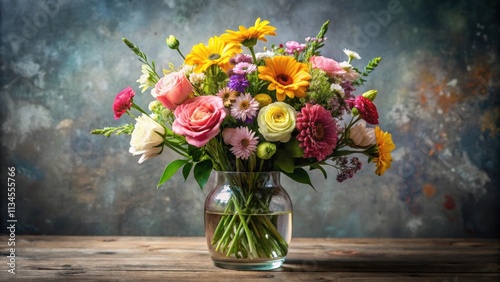 Wallpaper Mural A beautiful bouquet of assorted flowers arranged in a glass vase, bouquet, flowers, vase, arrangement, colorful, blooming Torontodigital.ca