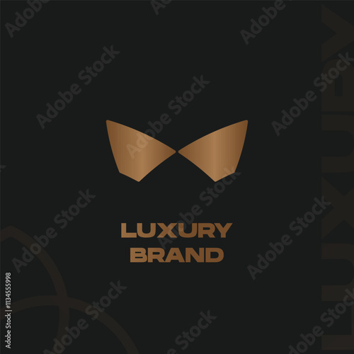 Luxury bow tie vector logo. a black background with a gold bow tie and a black background
