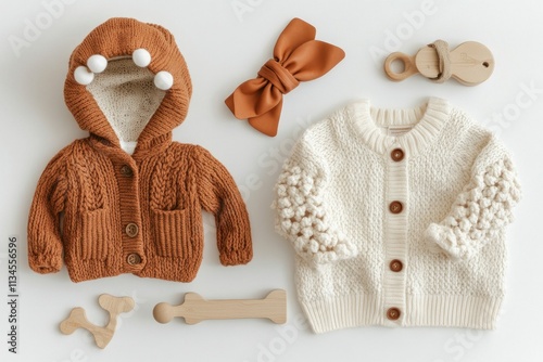 A set of baby and accessories on a white background
