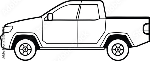  Electric Pickup Truck, truck isolated on white