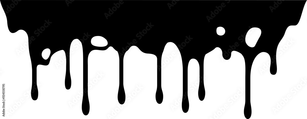 Black paint is dripping down a white background, creating a textured and artistic visual effect, ideal for designs related to art, creativity, or abstract concepts