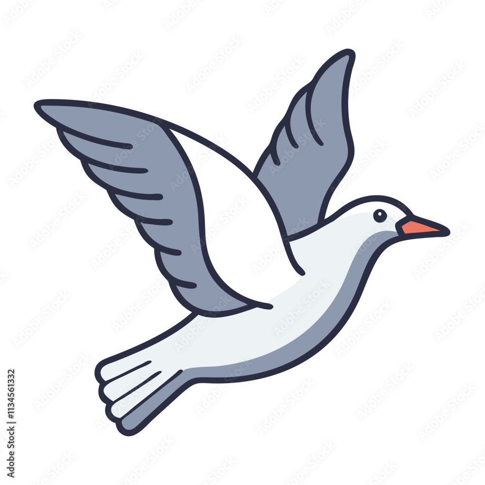 Obraz premium Grey Flying Dove Peace Symbol Vector Icon