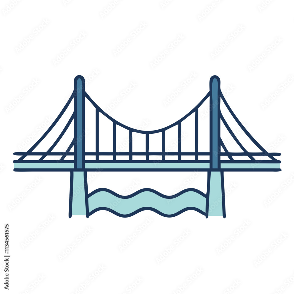 Obraz premium Minimalist Suspension Bridge Architecture Icon Vector Illustration