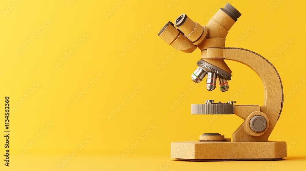 Beige microscope on a bright yellow background. Beige microscope on a bright yellow background.
