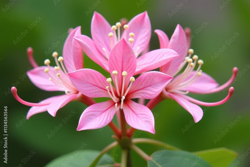 honeysuckle sweet pink fragrant flowers highly attractive pollinators humans alike blooming honeysuckle sweet pink fragrant flowers highly attractive pollinators humans alike blooming