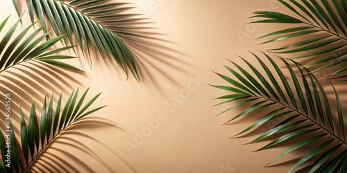Palm leaves shadow on beige background, freeze motion, palm leaves, shadow, beige, background, tropical, nature, plant, sunlight