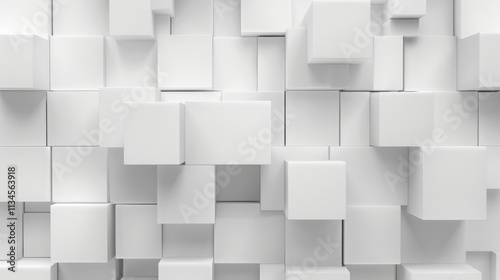 White wall composed of many cubes creates a modern and minimal abstract background