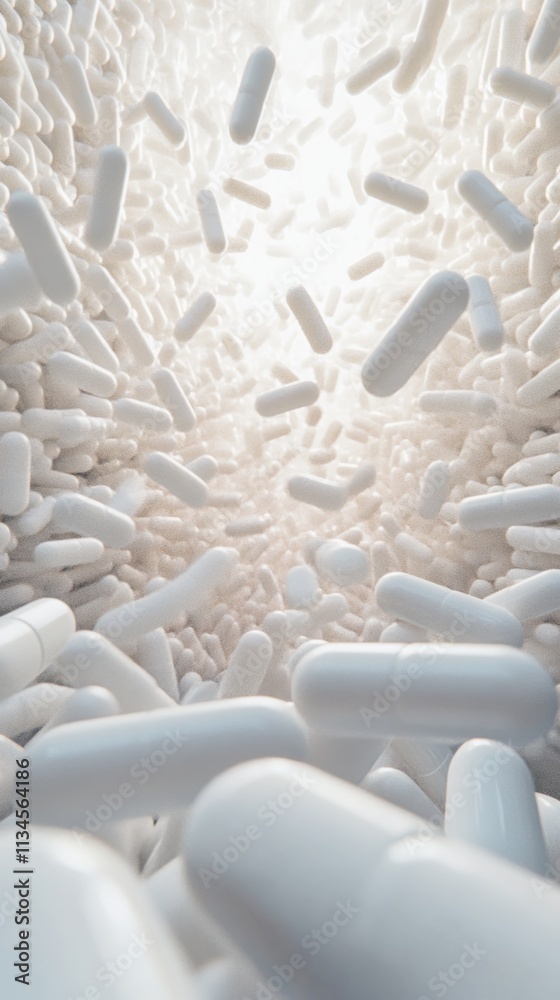 Obraz premium Abstract Scene of Falling White Capsules
